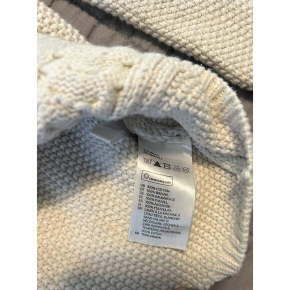 H&M Kid's off-white cable-knit zip-up cardigan sweater size 6-8Y - Picture 4 of 4